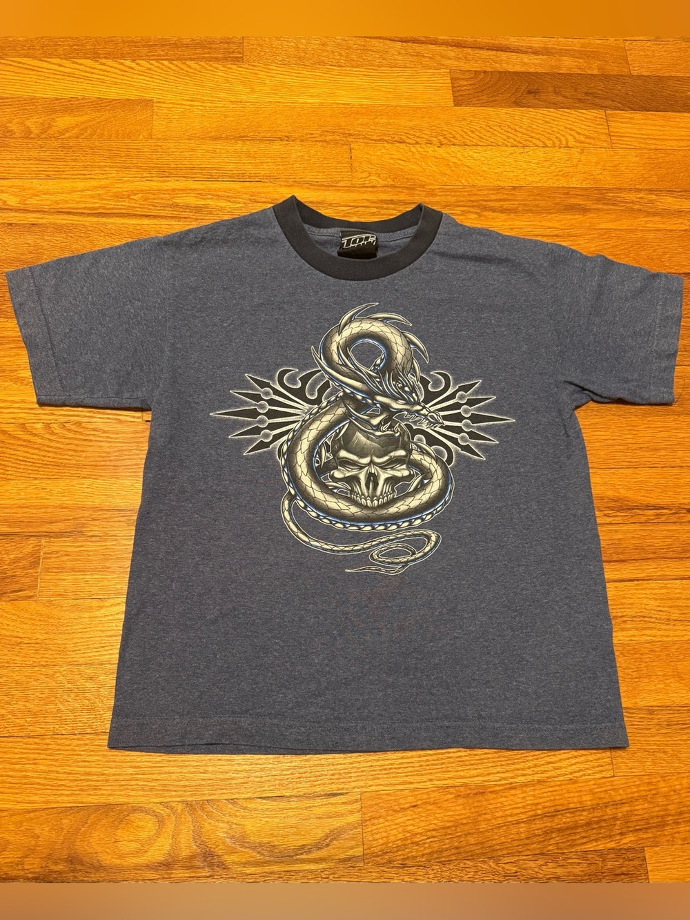 Top Heavy Vintage Boys Large T Shirt Y2K Jnco Skull Dragon Grunge Punk Tribal